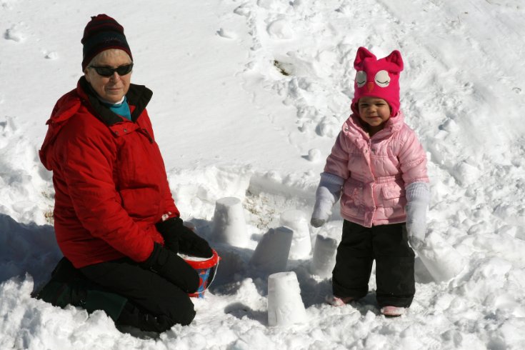 Building snowcastles with Grammy